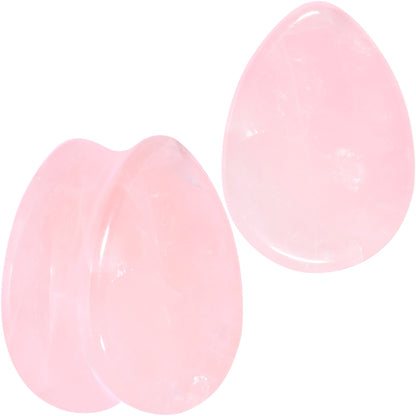 Pink Rose Quartz Drop Saddle Plug Set