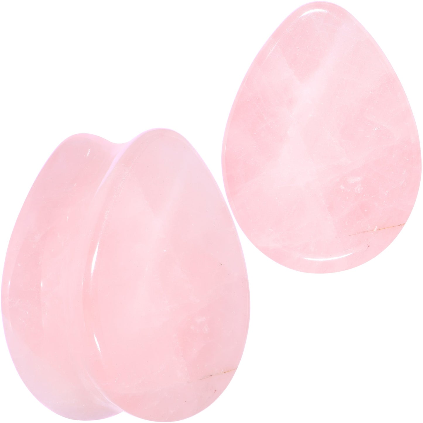 Pink Rose Quartz Drop Saddle Plug Set