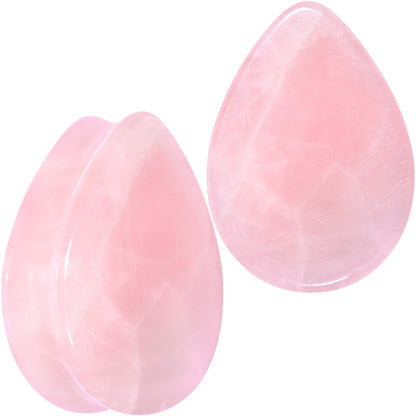 Pink Rose Quartz Drop Saddle Plug Set