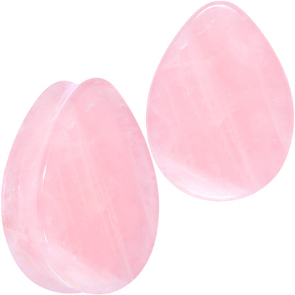 Pink Rose Quartz Drop Saddle Plug Set