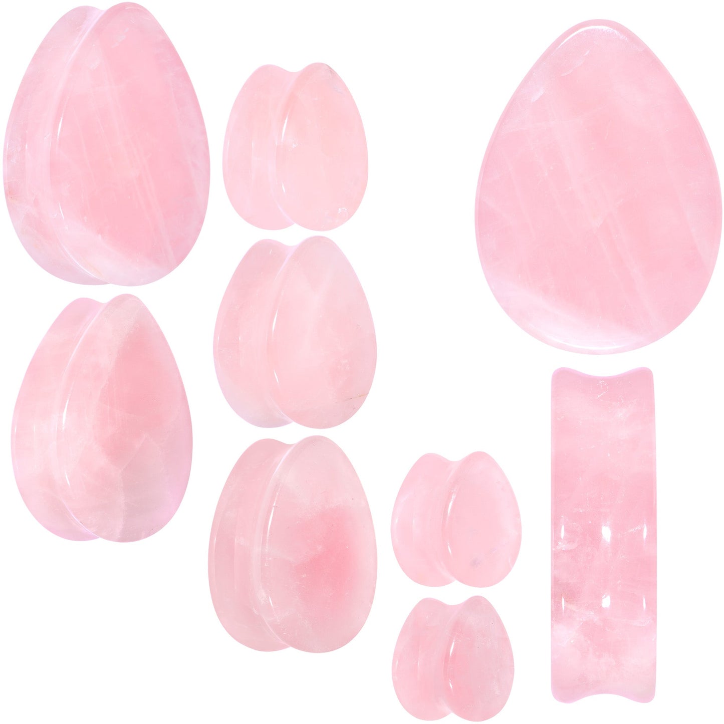 Pink Rose Quartz Drop Saddle Plug Set