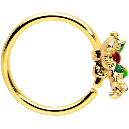 20G 5/16 Gold Tone Tiny Ladybug Leaves Nose Hoop