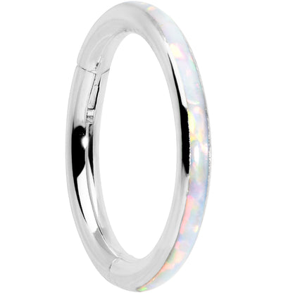 16G 5/16 White Synthetic Opal Forward Facing Hinged Segment Ring