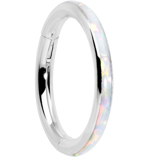 16G 5/16 White Synthetic Opal Forward Facing Hinged Segment Ring