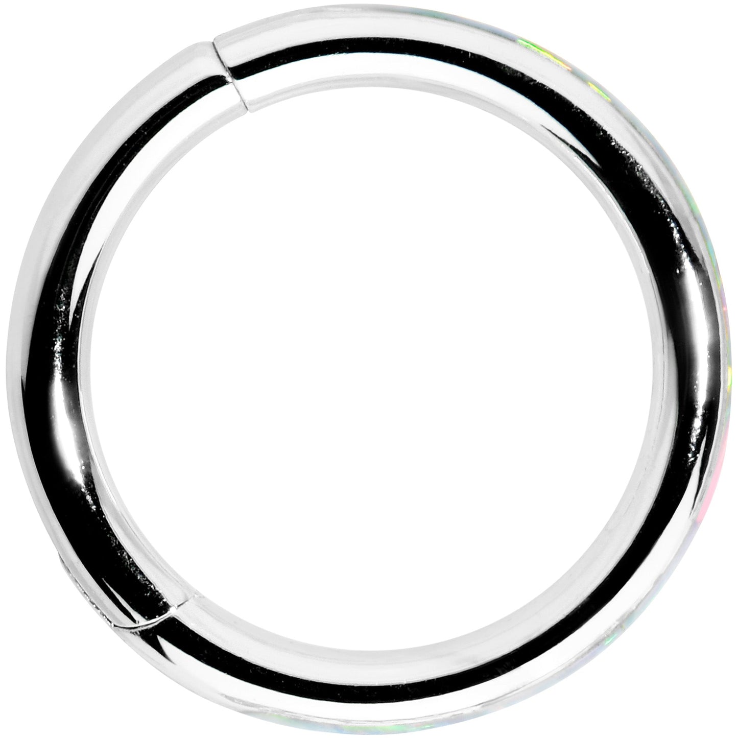 16G 5/16 White Synthetic Opal Forward Facing Hinged Segment Ring