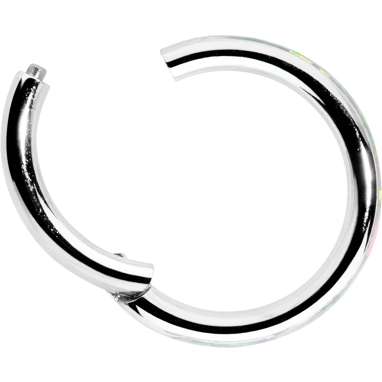 16G 5/16 White Synthetic Opal Forward Facing Hinged Segment Ring