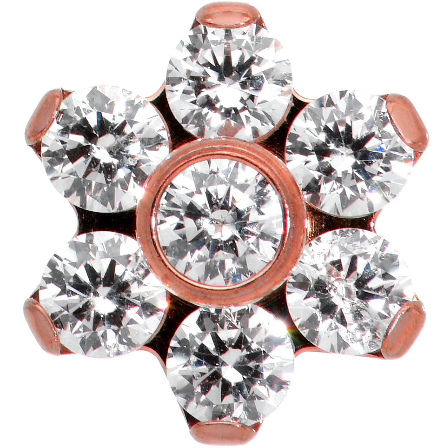 16G 5/16 Clear CZ Gem Rose Gold Hue G23 Titanium Flower Labret