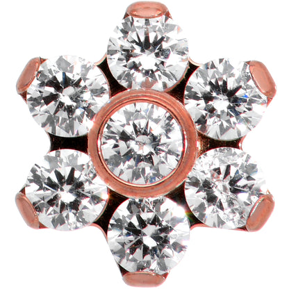 16G 5/16 Clear CZ Gem Rose Gold Hue G23 Titanium Flower Labret