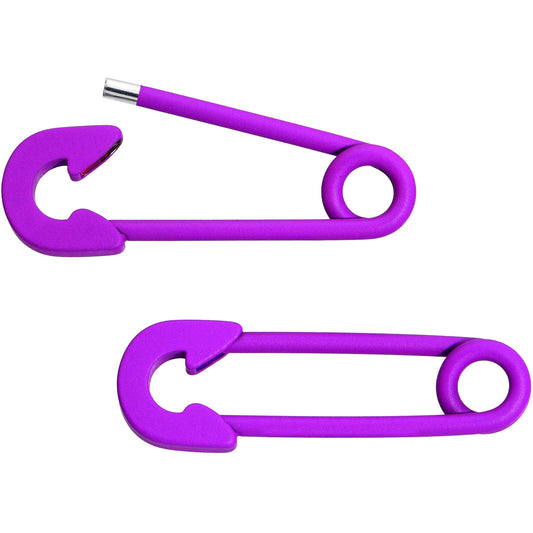 14G 3/4 Purple Matte Punk Safety Pin Barbell Nipple Ring Set