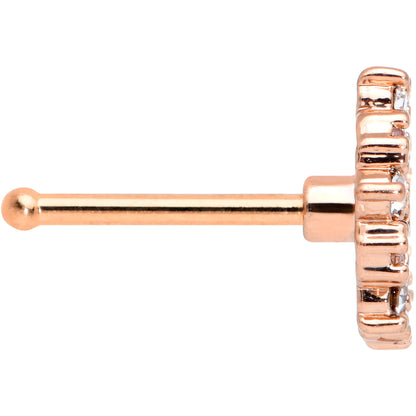 20G 1/4 Clear CZ Gem Rose Gold Tone Geometric Web Nose Bone