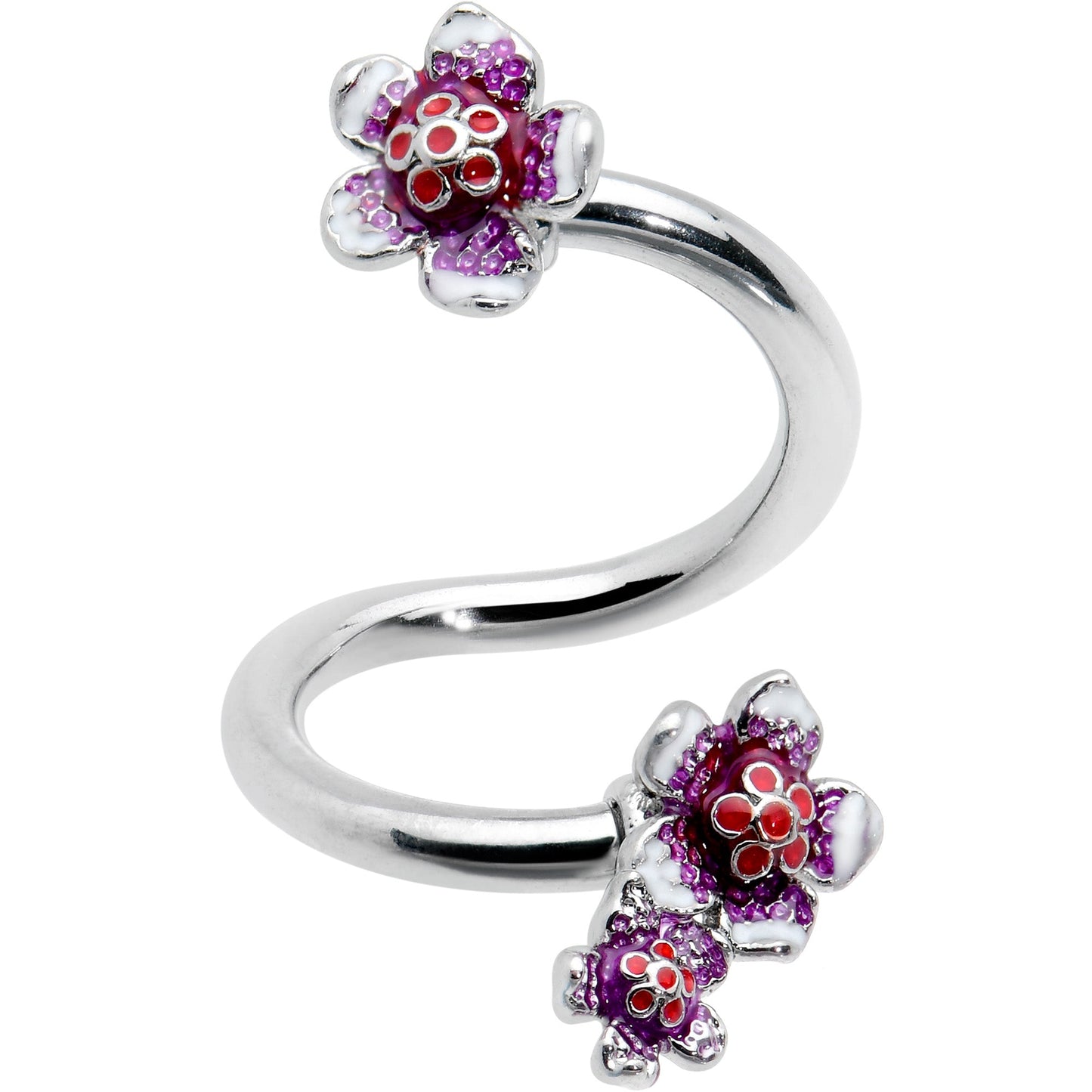 Flower In Flower Purple Red Spiral Belly Ring