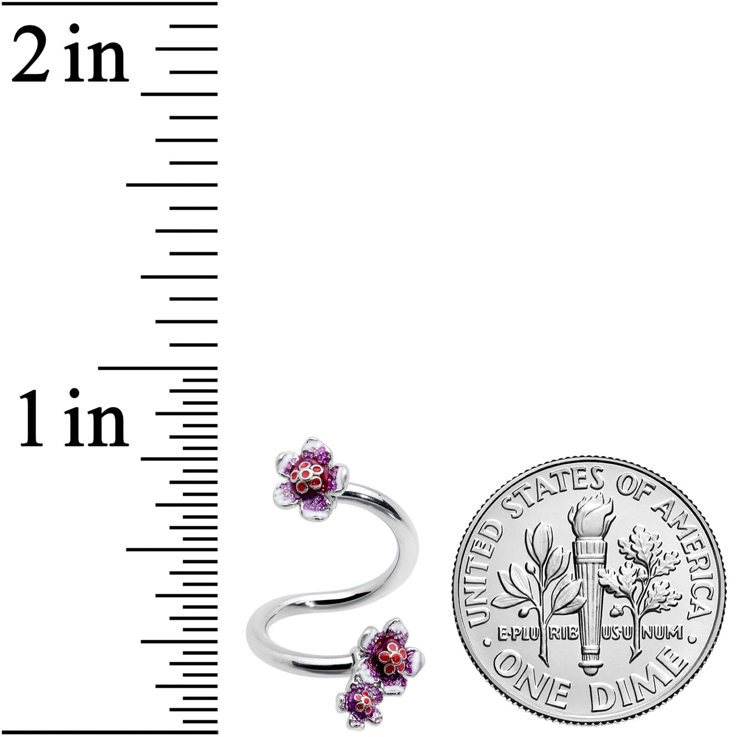 Flower In Flower Purple Red Spiral Belly Ring