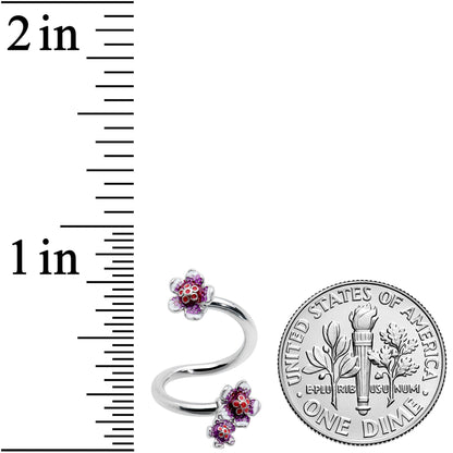 Flower In Flower Purple Red Spiral Belly Ring