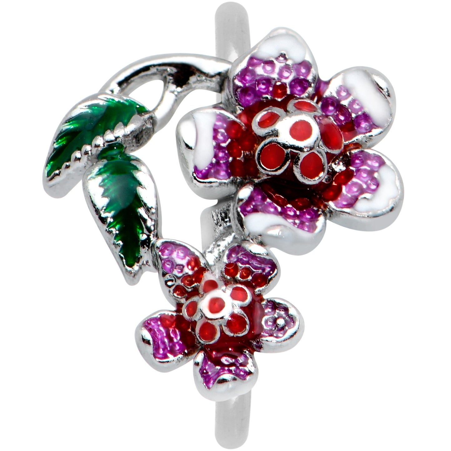 20G 5/16 Red Purple Flower in Flower Nose Hoop