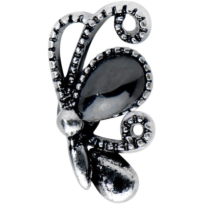 16G 1/4 Black Gem Abstract Bow Cartilage Tragus Earring