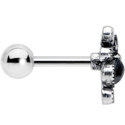 16G 1/4 Black Gem Abstract Bow Cartilage Tragus Earring