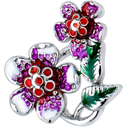 20G 1/4 Red Purple Flower in Flower Nose Bone
