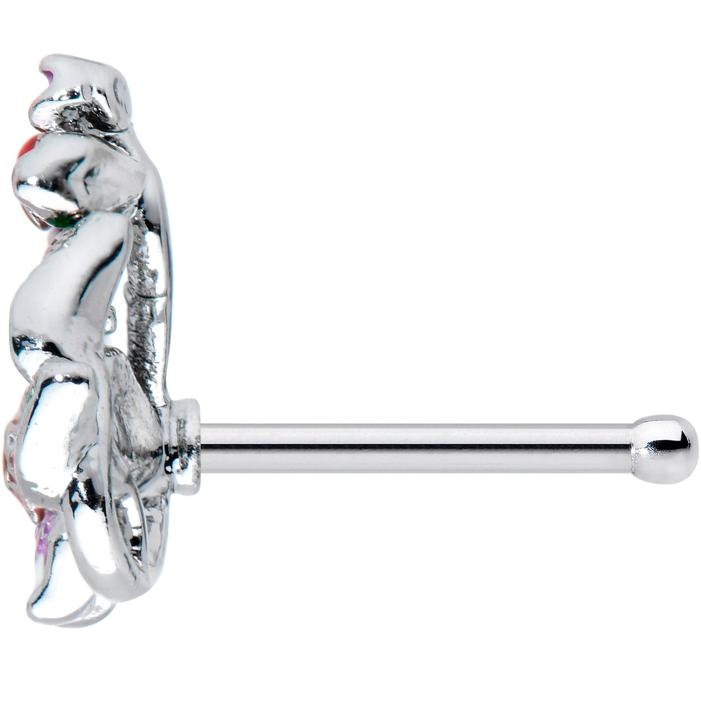 20G 1/4 Red Purple Flower in Flower Nose Bone