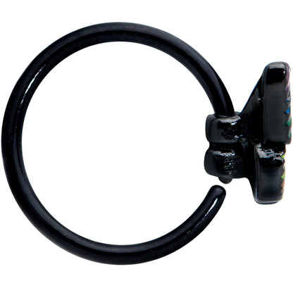 20G 5/16 Black Rainbow Pride Butterfly Nose Hoop