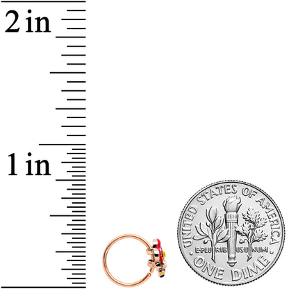 20G 5/16 Yellow Gem Rose Gold Tone Queen Bee Flower Nose Hoop