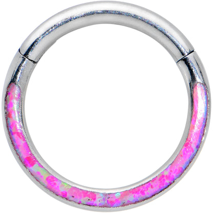 16G 5/16 Pink Synthetic Opal Bottom Curve Hinged Segment Ring