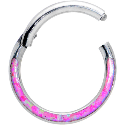 16G 5/16 Pink Synthetic Opal Bottom Curve Hinged Segment Ring