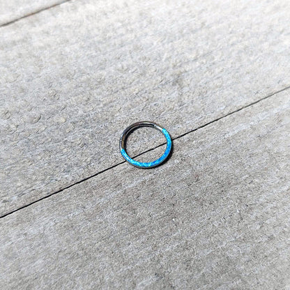 16G 3/8 Aqua Synthetic Opal Bottom Curve Hinged Segment Ring