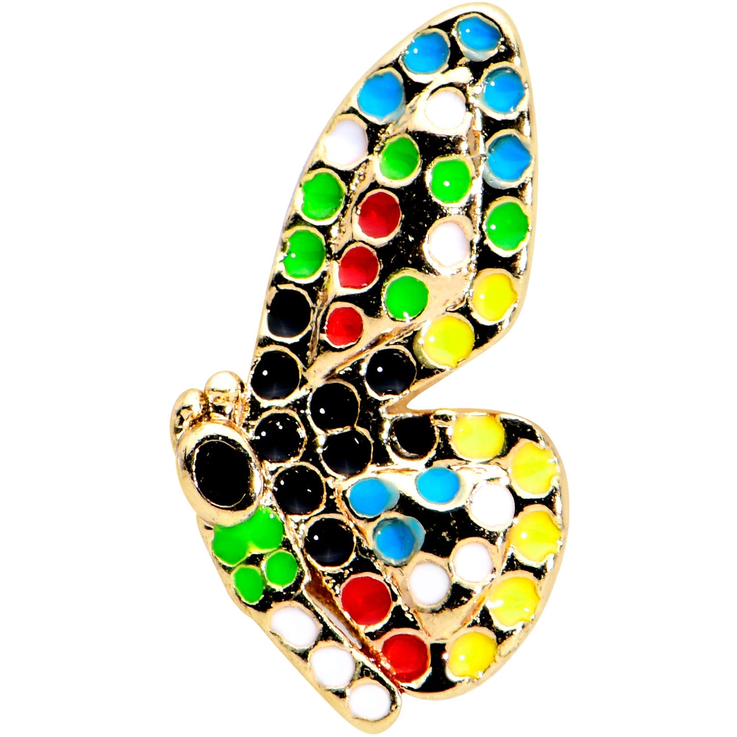 16G 1/4 Gold Tone Mosaic Butterfly Cartilage Tragus Earring