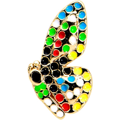 16G 1/4 Gold Tone Mosaic Butterfly Cartilage Tragus Earring