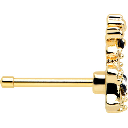 20G 1/4 Black Gem Gold Tone Decadent Deer Nose Bone