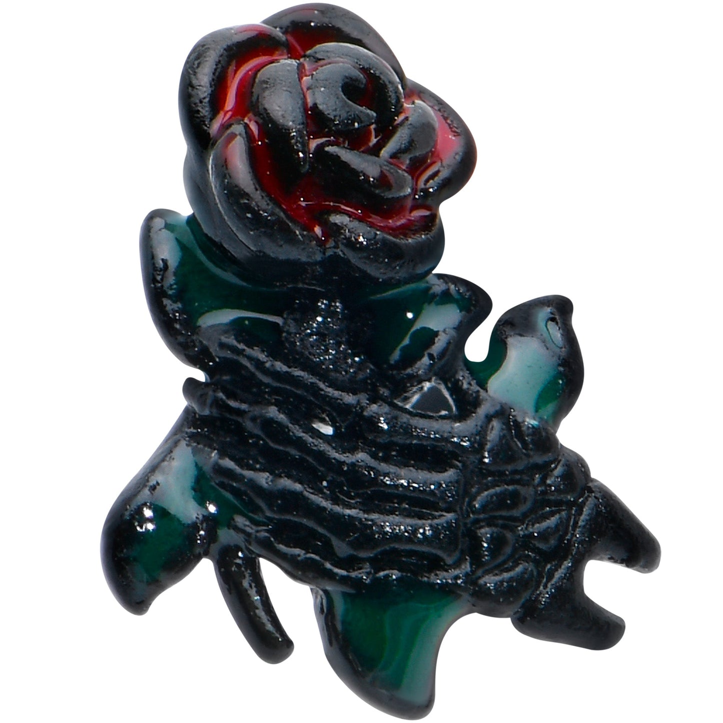 16G 1/4 Black Skeleton Flower Halloween Cartilage Tragus Earring