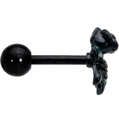 16G 1/4 Black Skeleton Flower Halloween Cartilage Tragus Earring