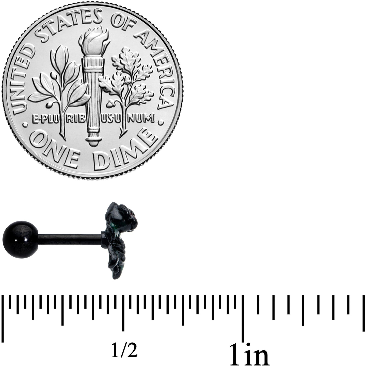 16G 1/4 Black Skeleton Flower Halloween Cartilage Tragus Earring