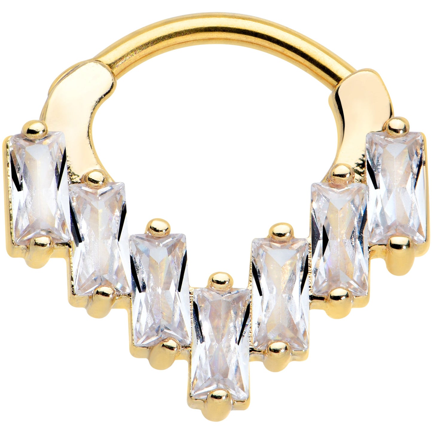 16G 5/16 Clear CZ Gem Gold Tone Chandelier Cartilage Clicker