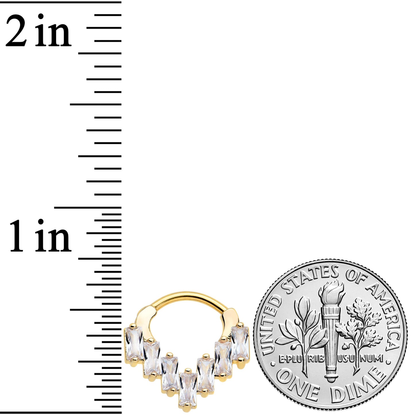 16G 5/16 Clear CZ Gem Gold Tone Chandelier Cartilage Clicker