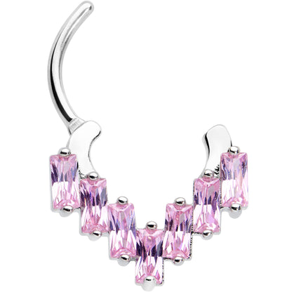 16G 5/16 Pink CZ Gem Chandelier Cartilage Clicker