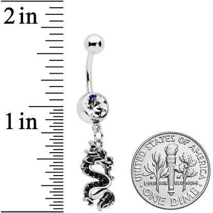 Clear Gem Regal Medieval Dragon Dangle Belly Ring