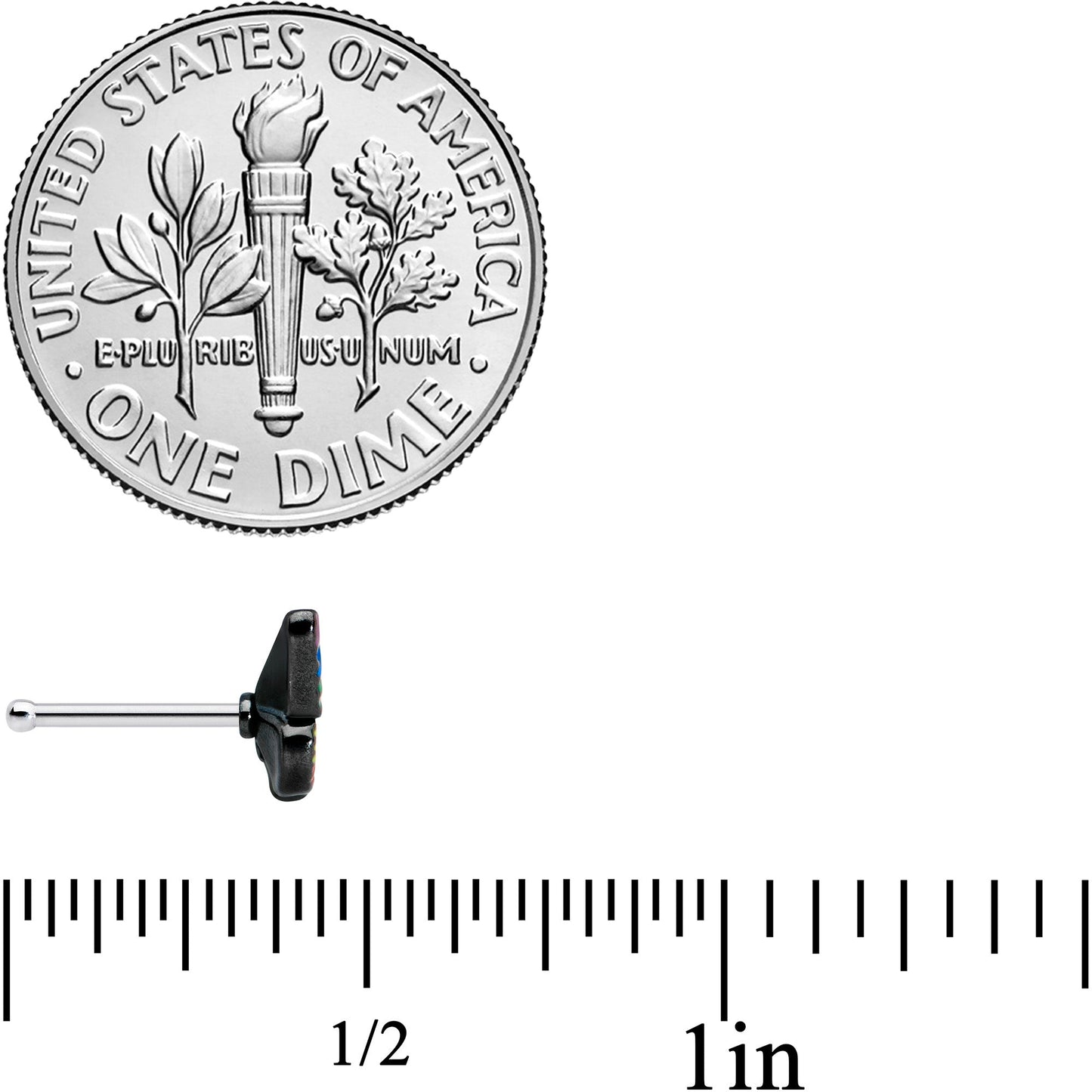 20G 1/4 Pride Rainbow Butterfly Nose Bone