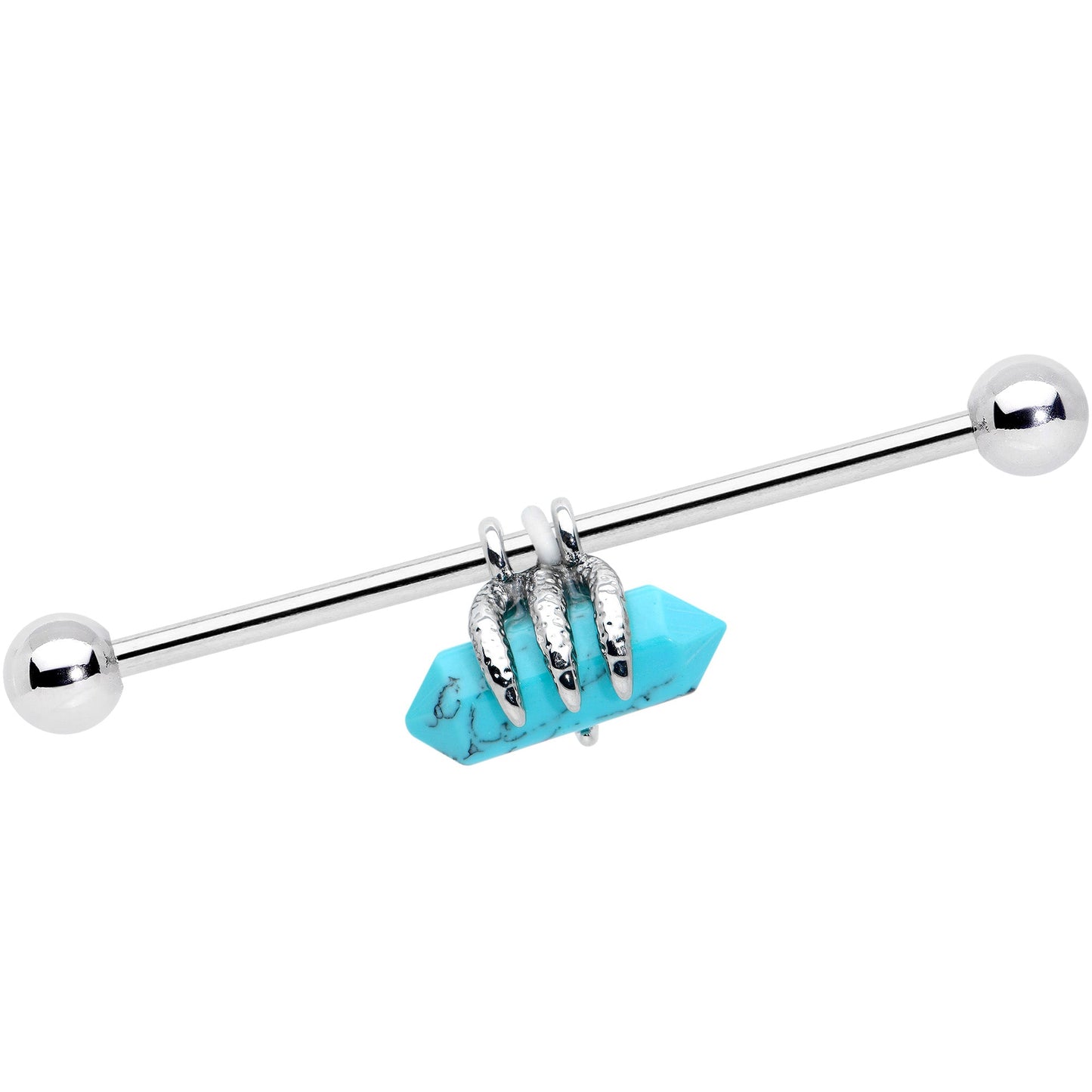 14G Blue Turquoise Claw Industrial Barbell 38mm