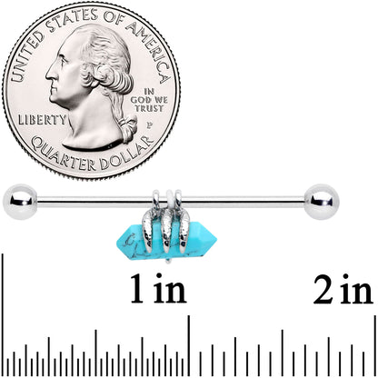 14G Blue Turquoise Claw Industrial Barbell 38mm