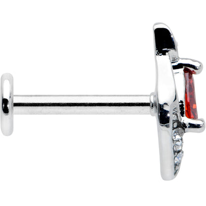 16G 5/16 Clear Red Gem Swirling Oval Labret Monroe Tragus