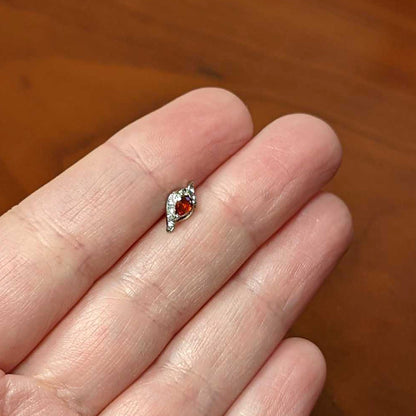 16G 5/16 Clear Red Gem Swirling Oval Labret Monroe Tragus