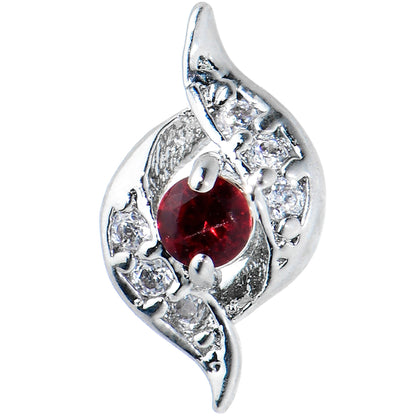 20G 1/4 Clear Red Gem Swirling Oval Nose Bone