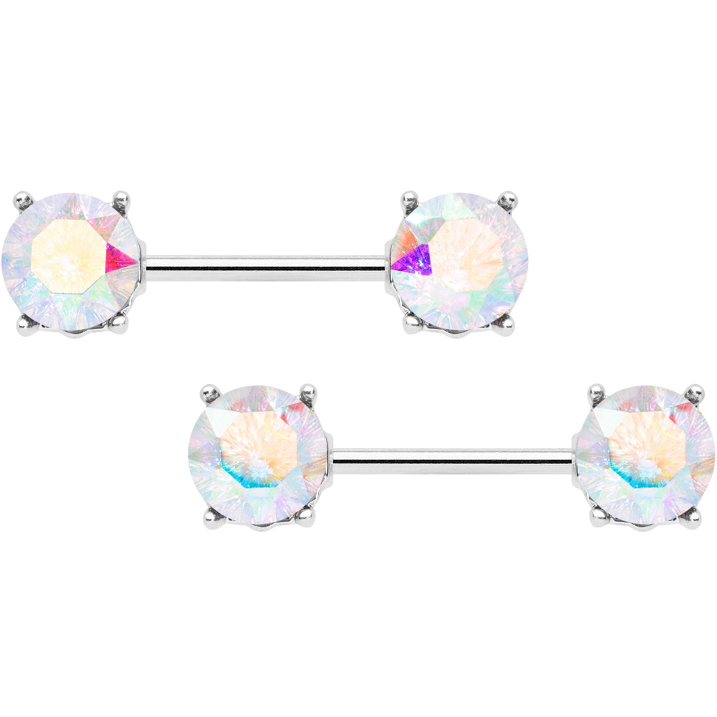 14G 9/16 Aurora Gem Simply Elegant Barbell Nipple Ring Set