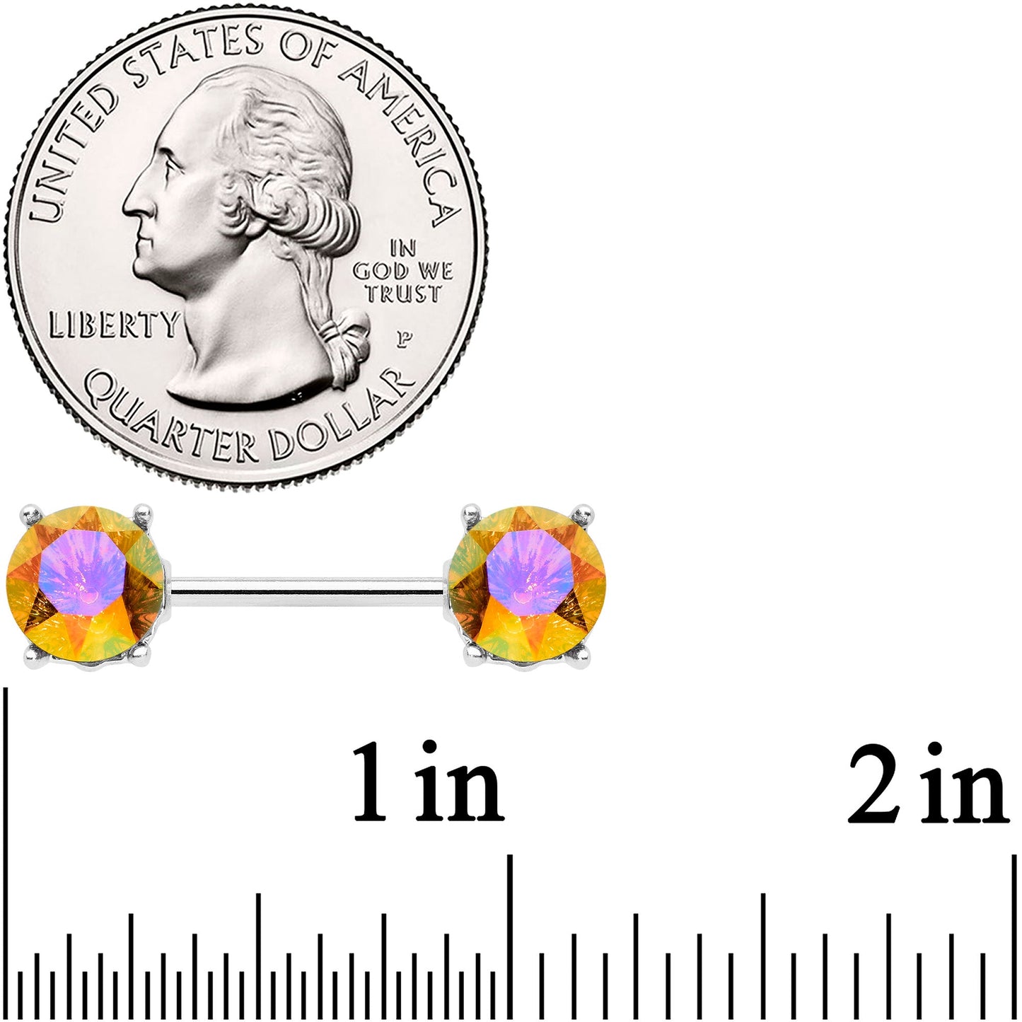 14G 9/16 Orange Gem Simply Elegant Barbell Nipple Ring Set