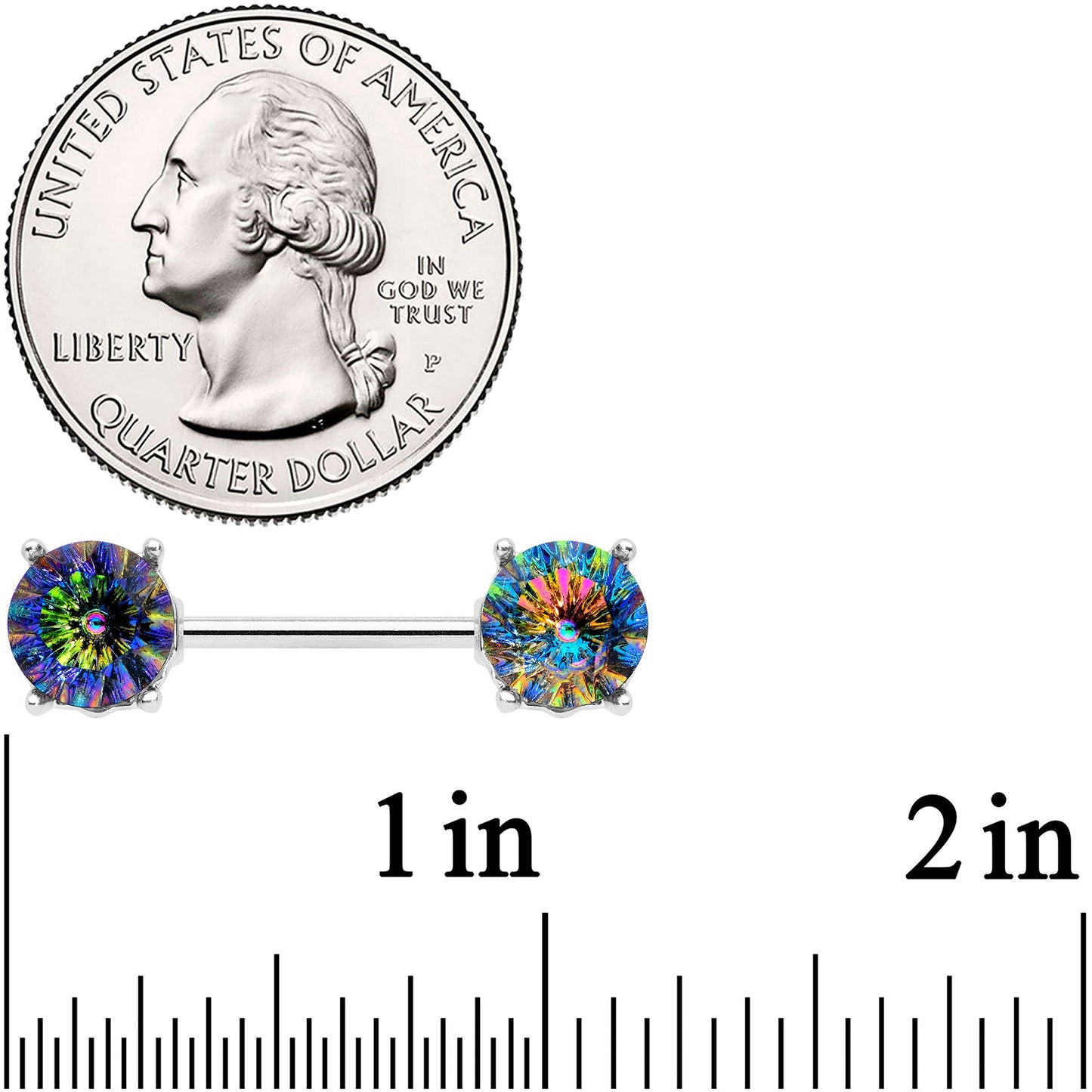 14G 9/16 Vitrail Gem Simply Elegant Barbell Nipple Ring Set