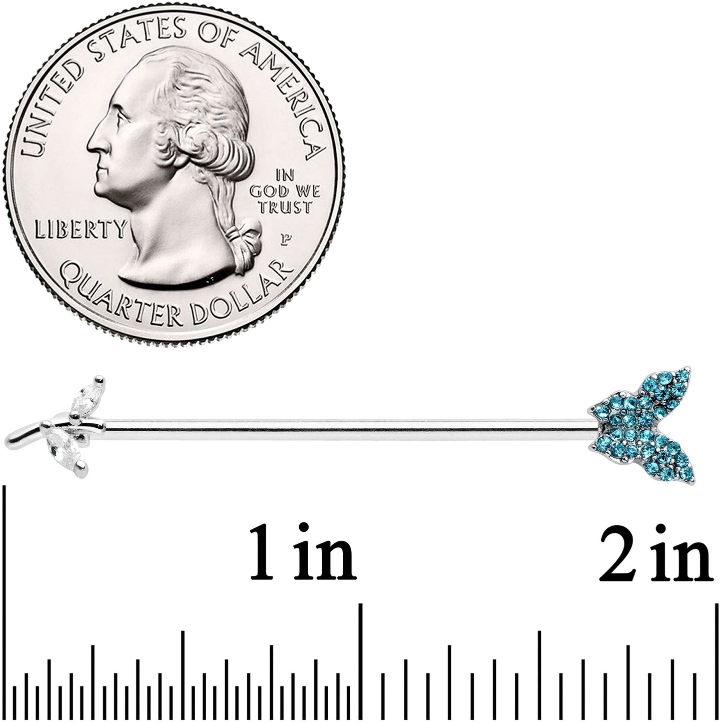 14G Clear Blue CZ Gem Branch Butterfly Industrial Barbell 38mm