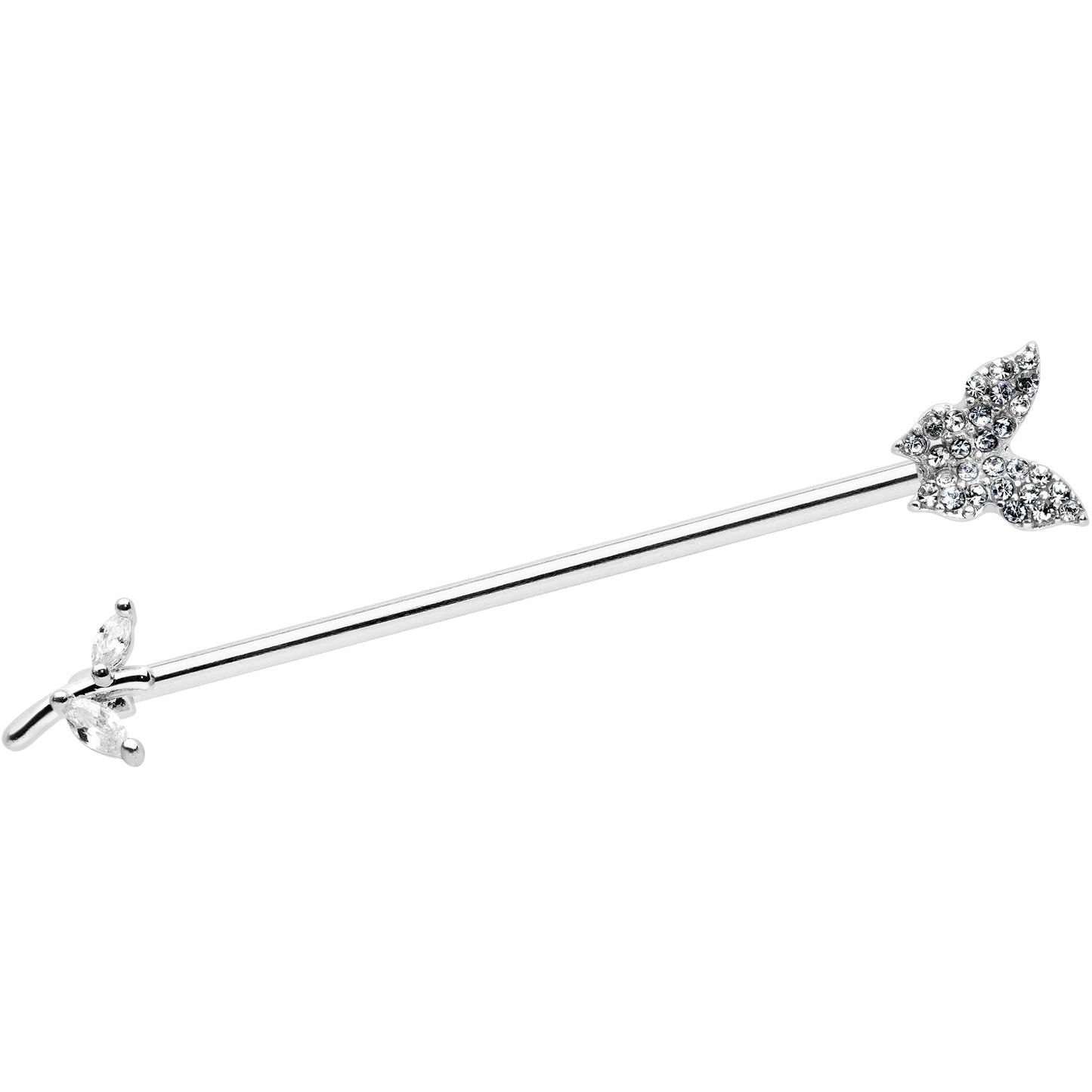 14G Clear CZ Gem Branch Butterfly Industrial Barbell 38mm