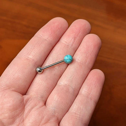 Blue Turquoise Blues Beauty Barbell Tongue Ring