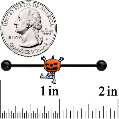 14G Dancing Skeleton Pumpkin Halloween Industrial Barbell 38mm